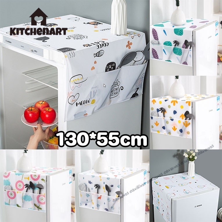 ผ้าคลุมตู้เย็นกันฝุ่น ผ้า 130*55cm PEVA กันน้ำและกันฝุ่น ผ้าคลุมตู้เย็น เครื่องมือเก็บของในครัวเรือน