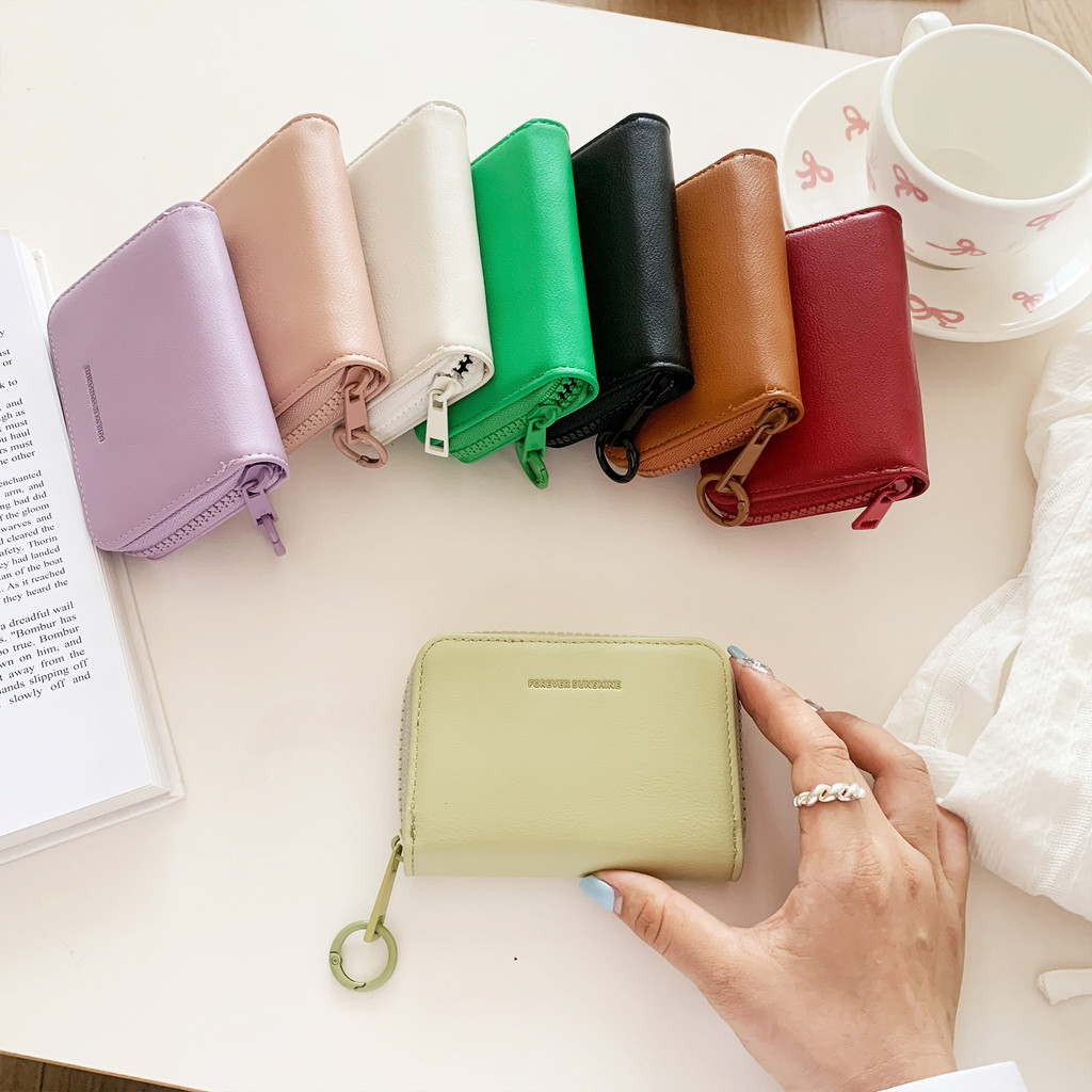 สไตล์เรียบง่ายสั้นผู้หญิงกระเป๋าหลายบัตรกรณีความจุขนาดใหญ่สะดวกสามารถฮังบนคอซิปกระเป๋า - รูปที่ 7