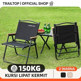 TrailTop Kursi Lipat Outdoor Dengan Gagang Kayu Kursi Camping Kermit Kursi Pantai Lipat Beban 150kg