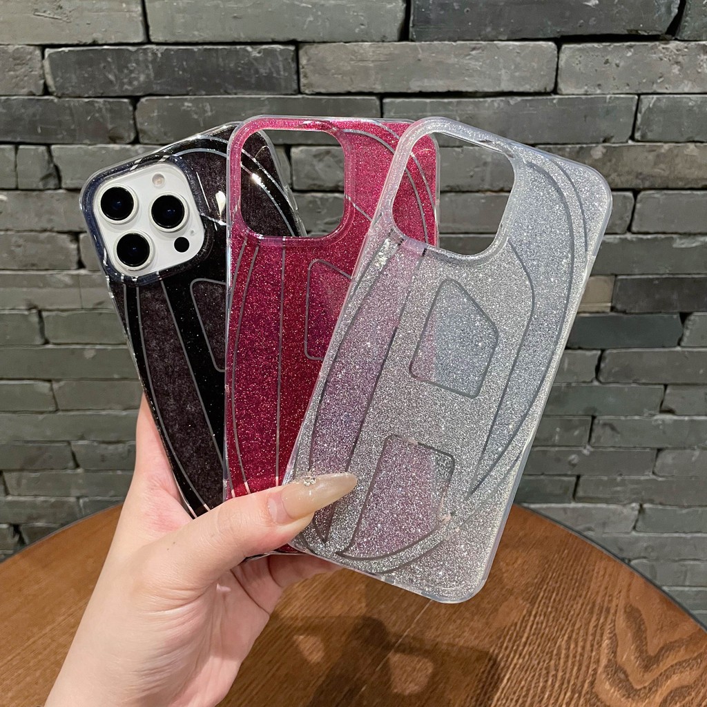 กลิตเตอร์ดีเซล เคสโทรศัพท์อะคริลิคสําหรับ iPhone 13 14 15 16 Pro Max แฟชั่น เคสป้องกันโทรศัพท์มือถือ