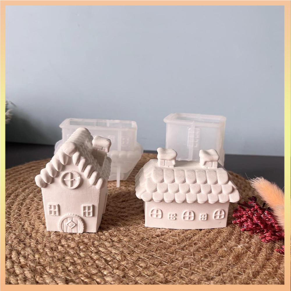 เครื่องประดับอโรมาคริสต์มาสกระท่อมซิลิโคน Mould ตกแต่งหยดพลาสเตอร์กระท่อมสําหรับเทียนทําอุปกรณ์ของขวัญทํา Diy ของขวัญ