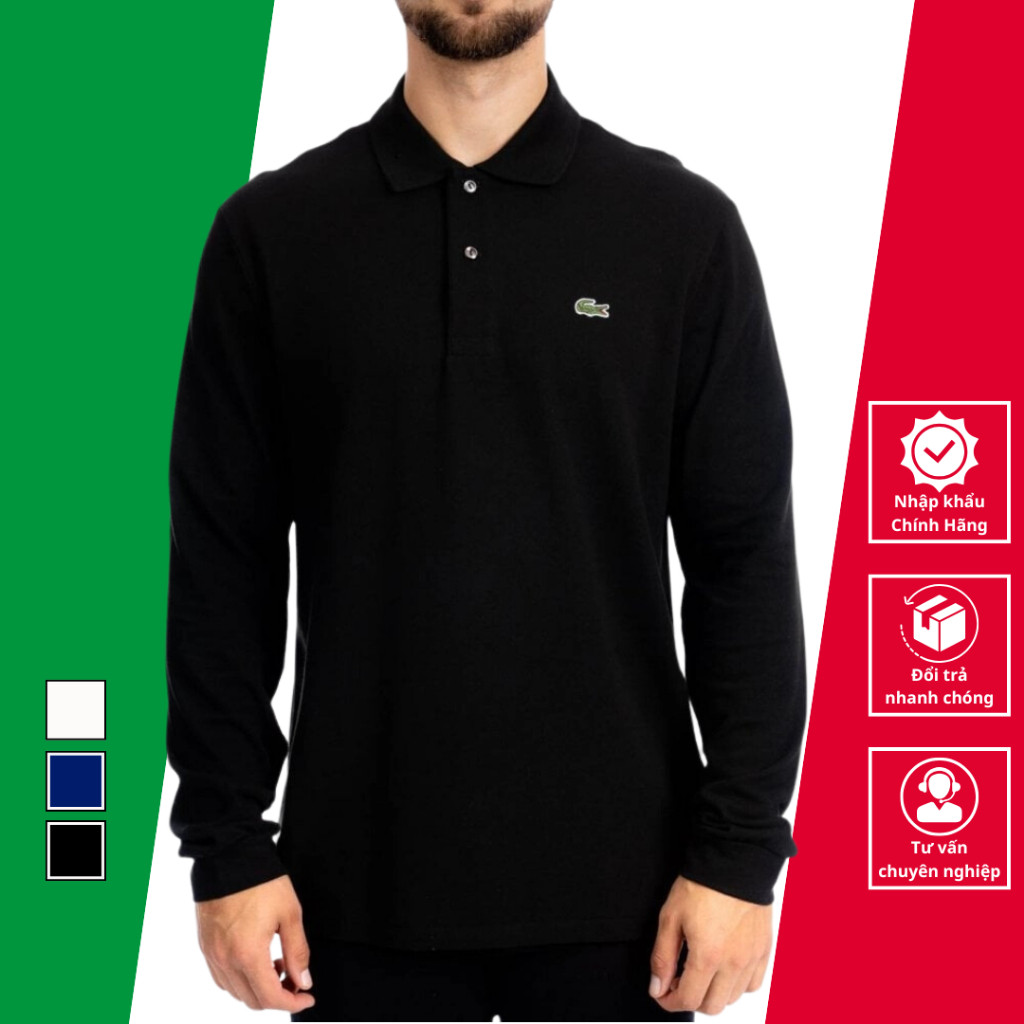 Classic Fit เสื้อโปโลผู้ชายแขนยาวไซส์ใหญ่ - Lacoste - ของแท้ นําเข้าจากเยอรมัน - LA6239450