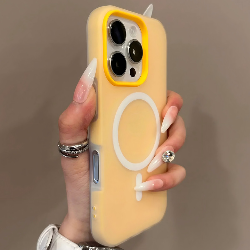 หรูหราสีลูกกวาด 2 ใน 1 เคสสําหรับ ไอโฟน 16 15 14 13 12 11 มือโปร สูงสุด บวกแม่เหล็กชาร์จไร้สายล้างเคลือบปกอ่อน