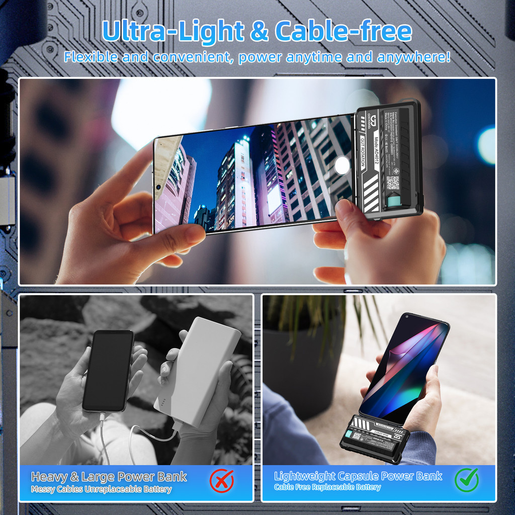 GOOJODOQ Dual Plug - digital Capsule Power Bank Instant Power Swap Mechanical Wind Appearance Design - รูปที่ 2