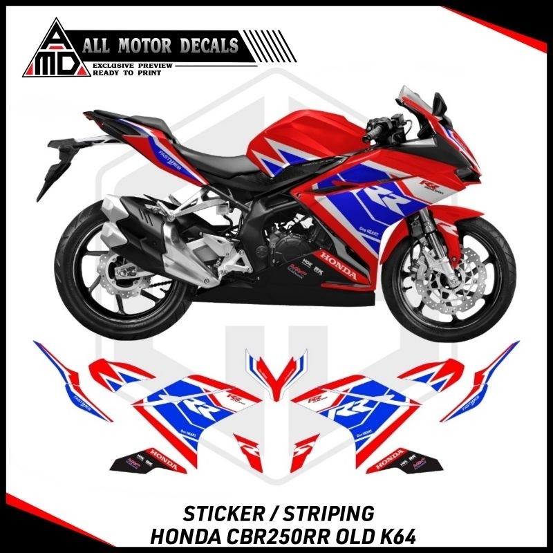 Cbr 250rr Old K64 Livery Graphic RR Racing Red Motorcycle Sticker / Old Honda Cb250rr Striping