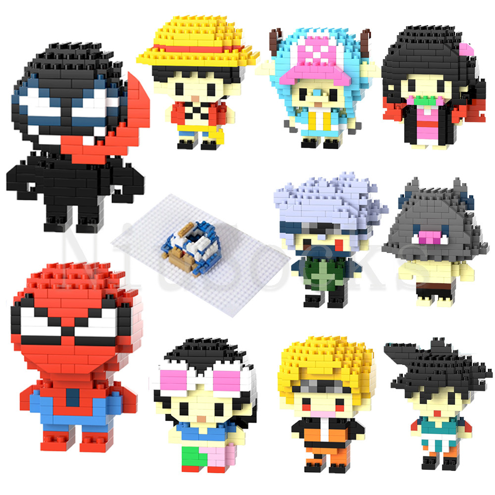 การ์ตูนอาคารบล็อกประกอบของเล่นเพื่อการศึกษาอะนิเมะซีรีส์เด็กตุ๊กตาพัดลมของขวัญวันเกิด