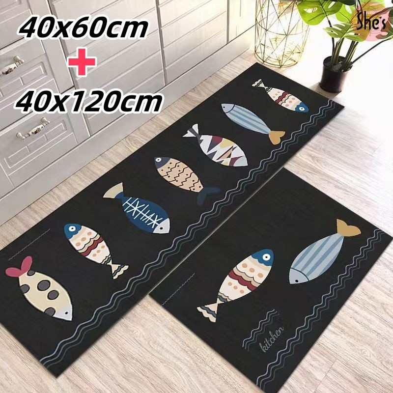 ✨พรมปูพื้น 1แถม1 ชุดพรมเช็ดเท้า(120x40+60x40cm) ห้องนอน ห้องน้ำ พรมเช็ดเท้ากันลื่น ดูดซับน้ำแห้งไว