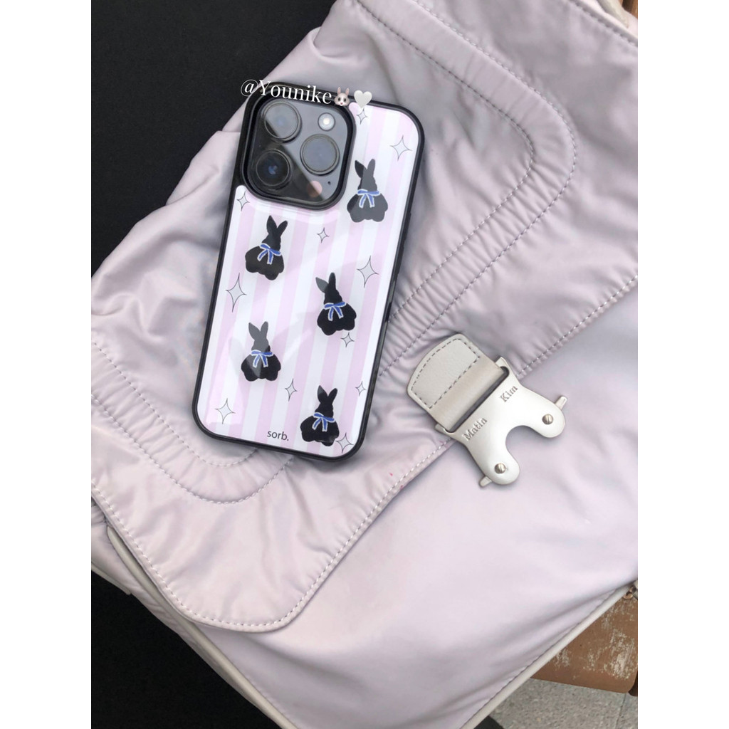 สีชมพูและสีขาวลายกระต่ายเคสโทรศัพท์Drop-ResistantสําหรับiPhone 16 Promax 15 Promax 11 12 13 14plus 15plus 16e 16plus 16pro 15pro