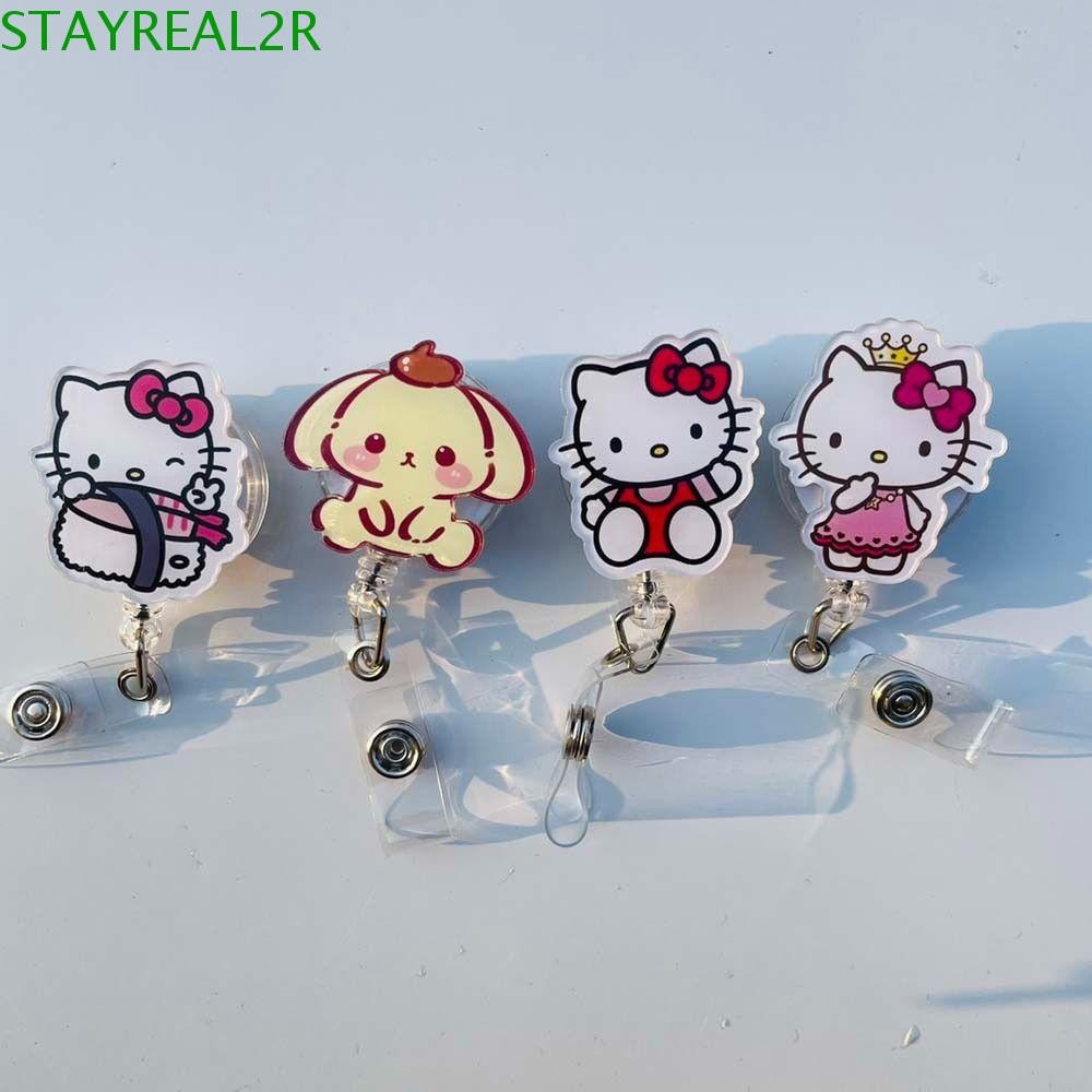 STAYREAL2R ID Card คลิป, Cinnamoroll My Melody Retractable Badge Reel, อุปกรณ์สํานักงาน Pass Card Ka
