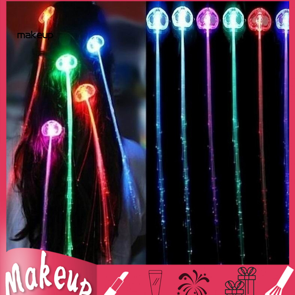 [Mk] LED Light Up Braid Luminous Fiber Optic Hairpin Decor สําหรับ Halloween Party Bar