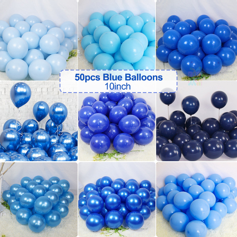 50ชิ้นสีฟ้าอ่อนเมทัลลิคสีฟ้าน้ําแข็งกองทัพเรือบอลลูนสีฟ้า10นิ้วสําหรับวันครบรอบแต่งงานตกแต่งงานเลี้ยงวันเกิด