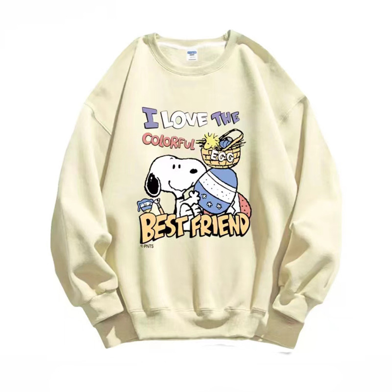สนูปปี้ การ์ตูนพิมพ์เสื้อคอกลมฤดูใบไม้ร่วงผู้หญิงแฟชั่นคลุ รูปที่ 7