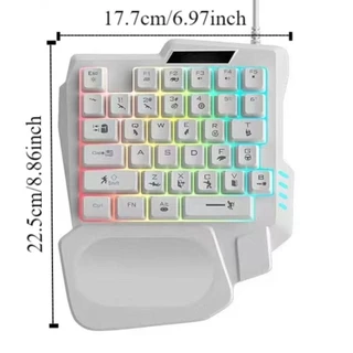SPARKLENOVA คีย์บอร์ดมือเดียว, คีย์บอร์ดมือเดียวเรืองแสง USB, มือเดียว Numpad บางเฉียบ 3 สี Backlight Mini Gaming Mechanical Keyboard แล็ปท็อป