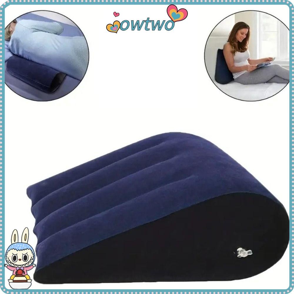 [OWTWO] หมอนซิลิโคน, PVC Flocking Inflatable Magic Cushion, ของขวัญคู่รัก Blue + Black Triangle กระบอก Wedge Soft Triangle Pad Home