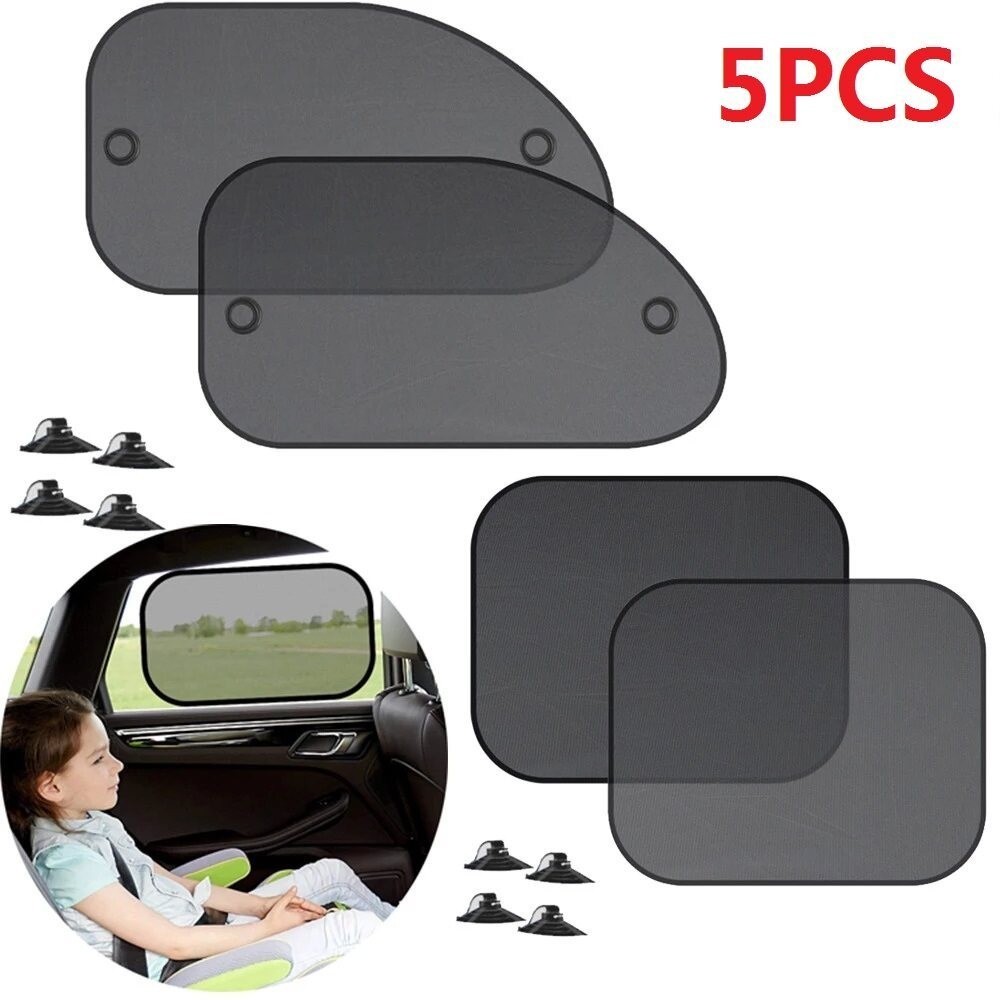 HEXMA  5PCS Universal Car Window Sunshade Anti UV Mesh Cover Foldable Car Side Rear Glass Sun Shade Visor Curtain