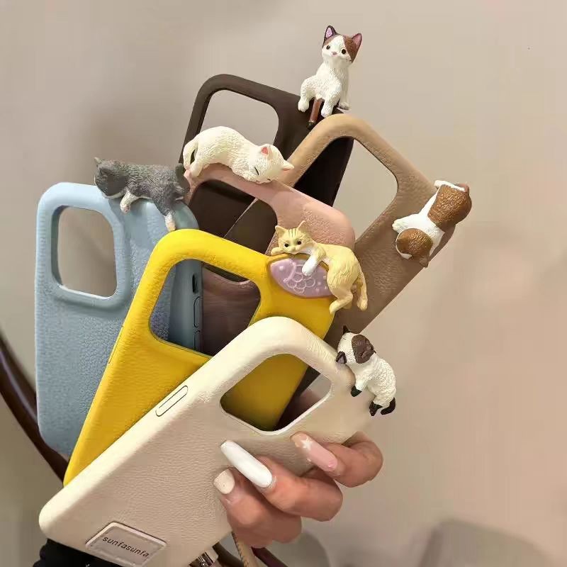 สําหรับ iPhone 16 Pro Max กรณี iPhone 11 12 13 14 15 Pro Max สนุกและน่ารัก Lying Cat เคสโทรศัพท์ Soft ใหม่หญิง