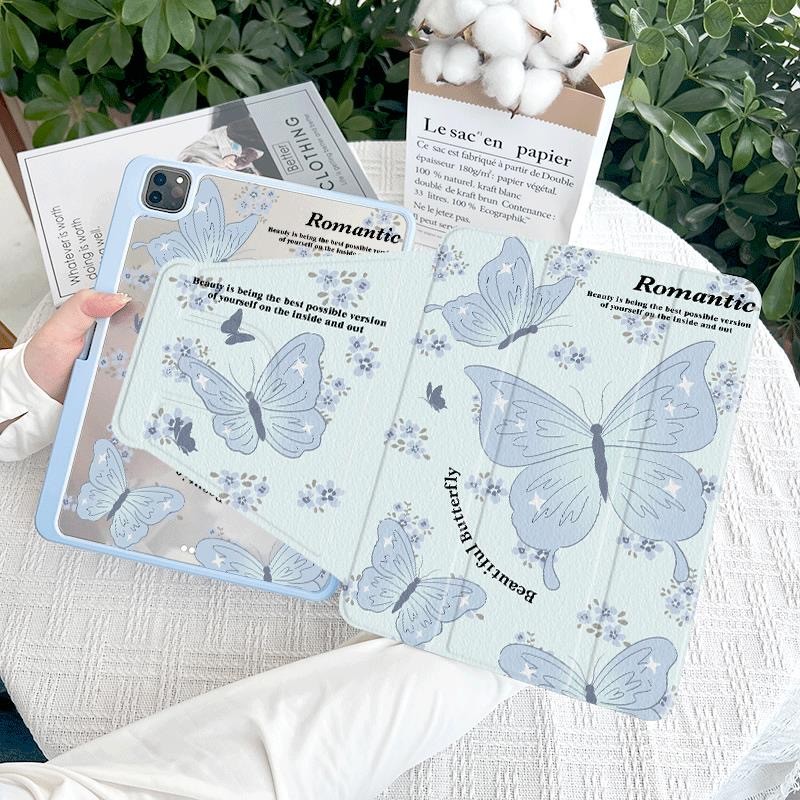 [iPad Air 4] ฝาครอบอะคริลิคาพร้อมที่วางปากกาเหมาะสําหรับ iPad Air5 Air610.9 Pro11 10th 9th 8th 7th 10.2 Air3 Mini6 720° เคสไอแพดหมุนได้
