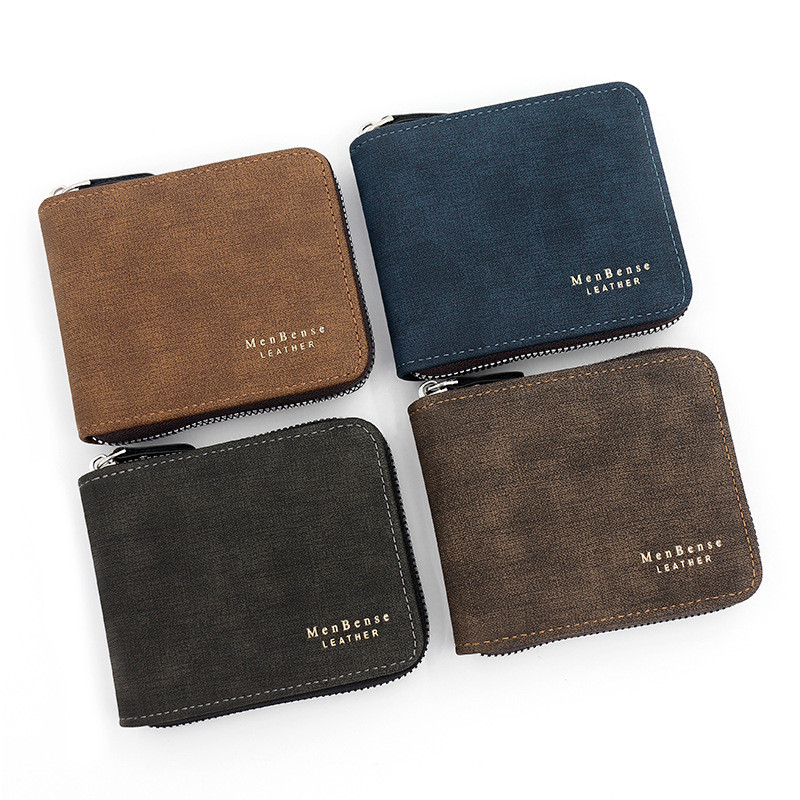กระเป๋าสตางค์หนัง PU สไตล์สั้นเรียบง่ายสําหรับผู้ชายเคสใส่บัตรหลายใบกระเป๋าสตางค์เงินสดแบบพับได้