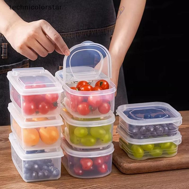 Trsr ห้องครัวกล่องเก็บเครื่องปรุงรสกล่องคู่ช่องพร้อมฝาปิดปิดผนึก Jar ตู้เย็น Organizer กล่องสําหรับอาหารผลไม้ Jelly