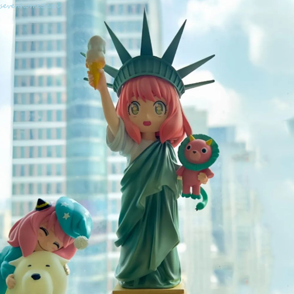 Sevenhome3e Spy Family Anya อะนิเมะรูป, สะสมตุ๊กตาอะนิเมะ Spy X ครอบครัว Action Figure, การ์ตูน Cos รูปปั้น Liberty PVC Anya Forger ของเล่นของขวัญวันเกิด