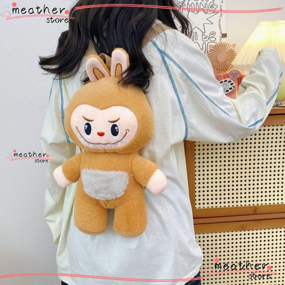 Meatherstore กระเป๋าเป้สะพายหลังของเล่นตุ๊กตา, POP MART Colourful Labubu กระเป๋าเป้สะพายหลังตุ๊กตา, กระเป๋าสะพายข้างการ์ตูนความจุขนาดใหญ่