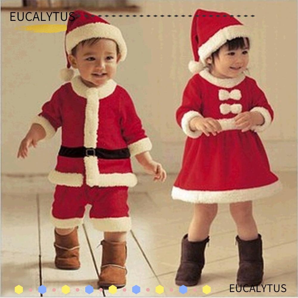 Eutus คริสต์มาสเสื้อผ้าเด็ก,ปีสีแดงเด็กเครื่องแต่งกายคอสเพลย์, 2024 Xmas ชุดนุ่ม Plush Santa Claus เด็กวัยหัดเดินสาวชุดเด็กทารกฤดูหนาว Outwear