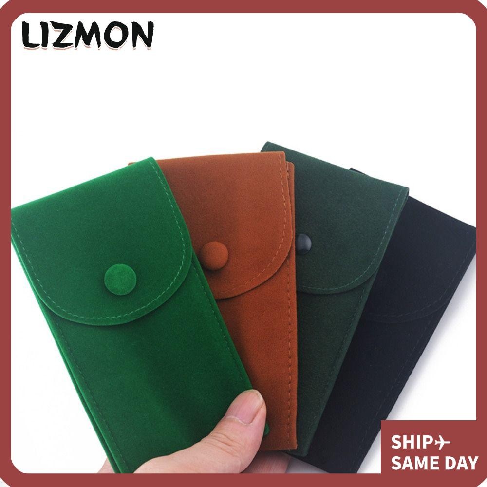 กระเป๋านาฬิกา LIZMON, กล่องใส่นาฬิกา Flannelette Snap, แบบพกพาป้องกันฝุ่นบรรจุภัณฑ์ของขวัญผู้ชาย