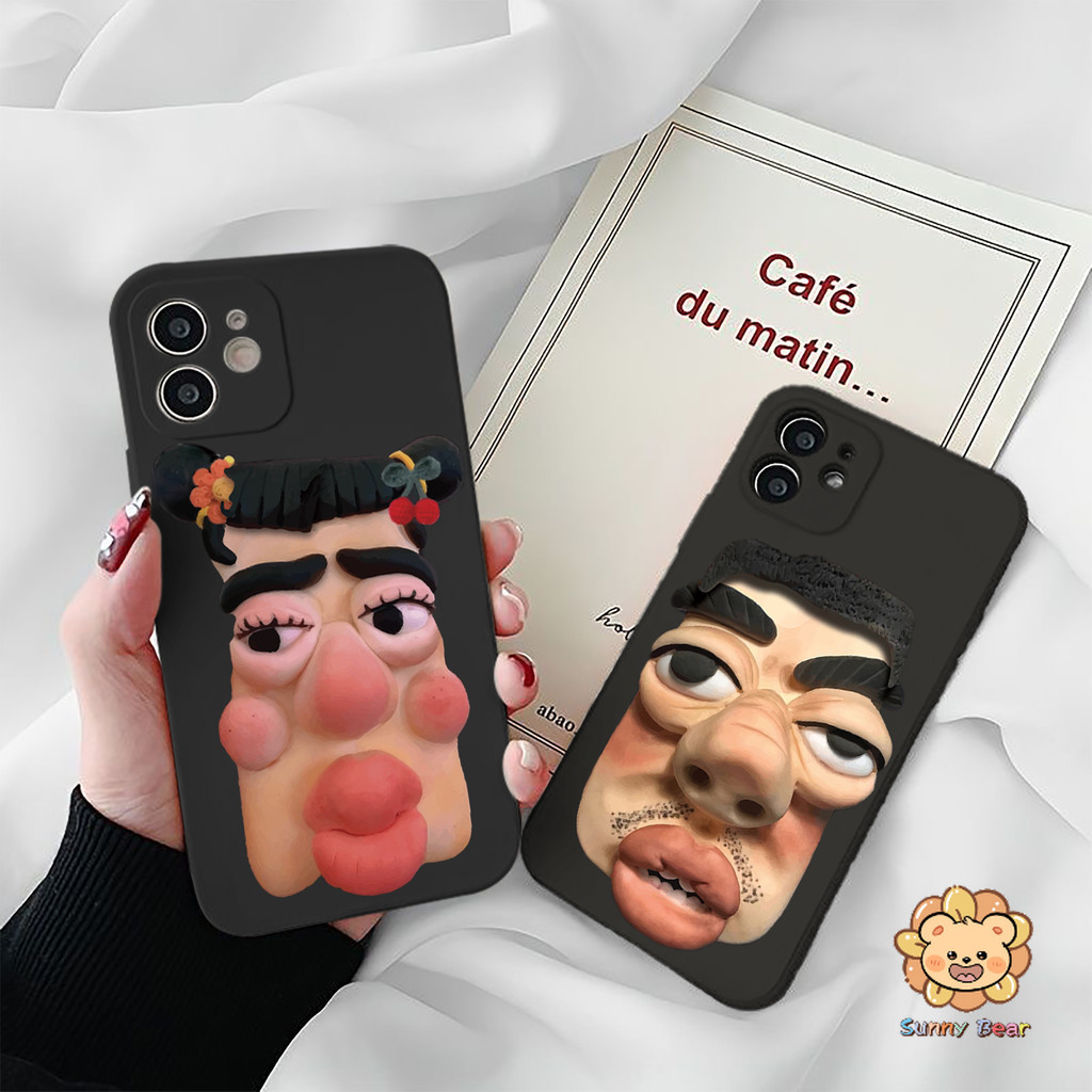 เคสโทรศัพท์iPhone 16 Pro Maxหัวใหญ่ล้อเลียน 3Dซิลิโคนเหลวโทรศัพท์มือถือกรณีfull-bodyป้องกันกันกระแทกtpuยางนุ่มสําหรับiphone 16 Pro Max 7plus 11 14 15 12 13 Pro Max 7 8 Plus XR XS