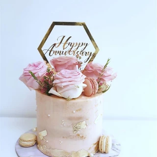 ป้ายปักเค้ก Happy Anniversary ป้ายแต่งเค้ก ป้ายอะคริลิค = 🇹🇭🚚พร้อมส่งในไทย🚚🇹🇭