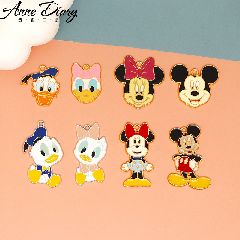 2 ชิ้น/ล็อตการ์ตูน Mickey Minnie Donald Duck โลหะผสมเคลือบจี้อุปกรณ์เสริม Charms สําหรับผู้หญิง, Key Chain/ต่างหู/สร้อยคอจี้ Handmade DIY เครื่องประดับ 230