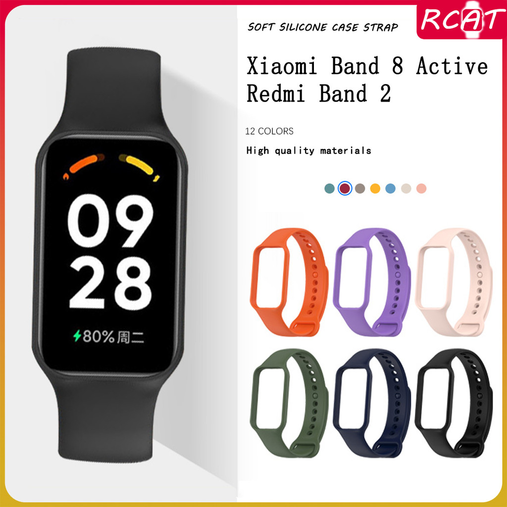 สายรัดซิลิโคนสปอร์ตสำหรับ Mi Band 8 Active Rubber Band สำหรับ Xiaomi Smart Band 8 Active Smart Watch สาย Redmi Band 2
