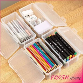 Fresh กล่องใส่เครื่องเขียน อเนกประสงค์ พร้อมฝาปิดล็อก กันน้ํา กันฝุ่น กล่องดินสอพลาสติกใส Pencil-Box