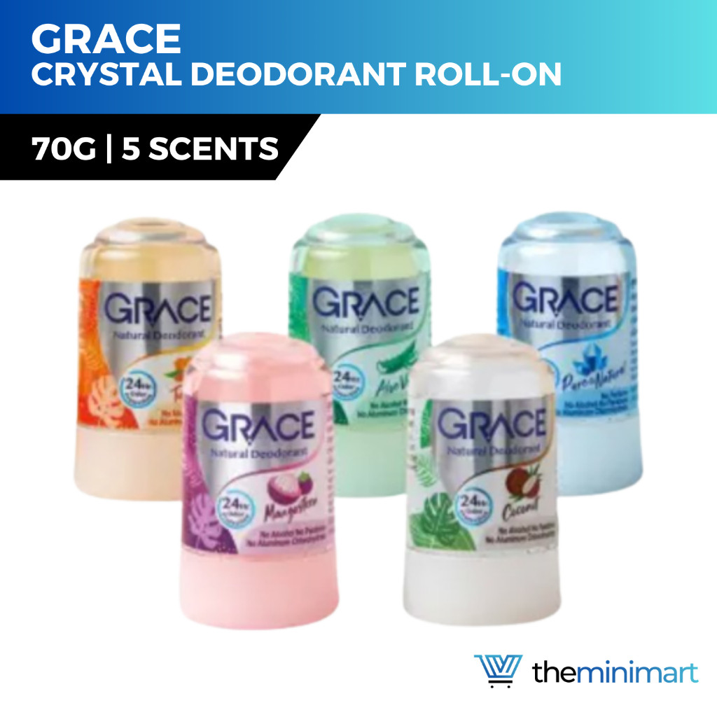 Grace เกรซ โรลออนสารส้ม 70 กรัม ระงับกลิ่นกายได้ยาวนาน โรลออน จากธรรมชาติ