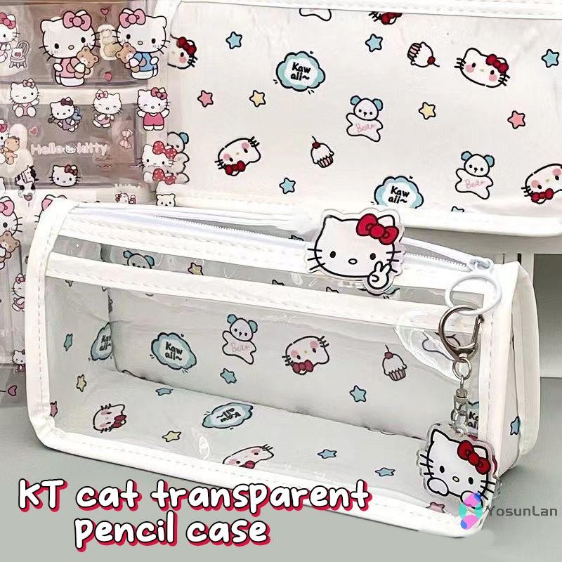 Yosunlan] Kawaii โปร่งใส Hello Kitty ดินสอ Sanrio Pochacco ปากกากระเป๋าขนาดใหญ่ความจุ Capybara กระเป๋าเครื่องสําอางเครื่องเขียน Organizer ใหม่