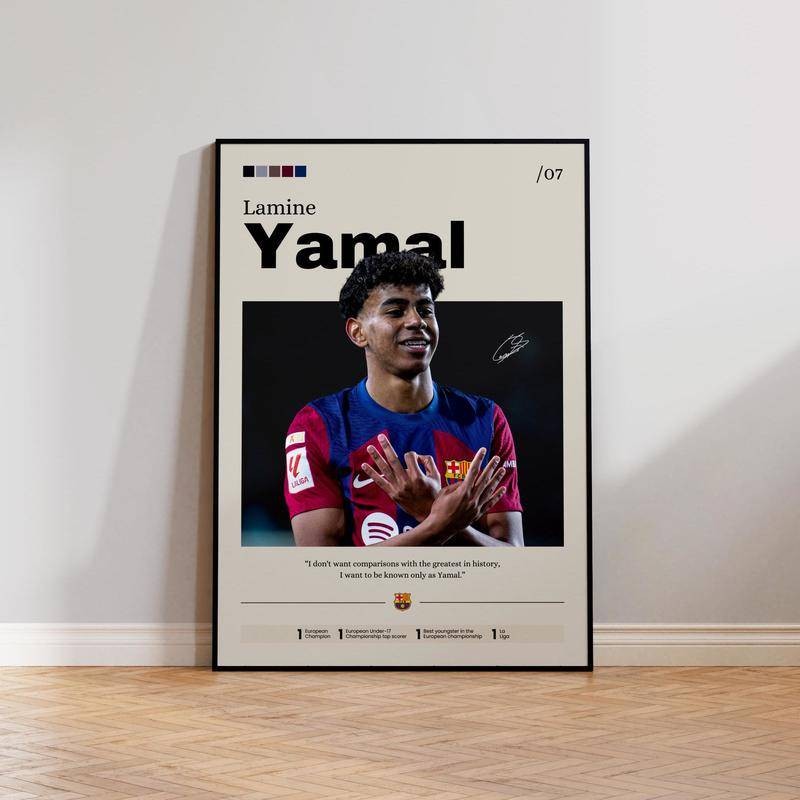 โปสเตอร์ลามีน ยามาล บาร์เซโลนา พิมพ์ผ้าใบ ผนัง ศิลปะ ของขวัญ โปสเตอร์ สเปน ฟุตบอล ผู้เล่น