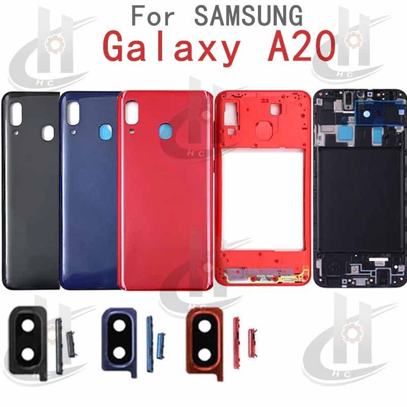 SAMSUNG สําหรับ ซัมซุง ก20 แบตเตอรี่ฝาหลังที่อยู่อาศัยกรอบกลาง + ปุ่ม + กรอบด้านหน้า จอแอลซีดี + เลนส์กรอบ กล้อง