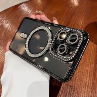 Redmi A3 เคสโทรศัพท์มือถือ ซิลิโคนนิ่ม ใส กันรอยกล้อง แต่งกลิตเตอร์ เคสแม่เหล็ก ชาร์จได้ สําหรับ xiaomi 14t Pro Redmi13C