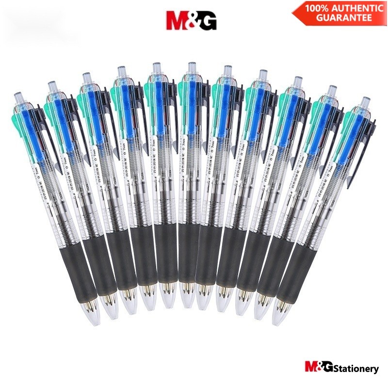 M&g เครื่องเขียน ปากกาลูกลื่น 0.7 มม. 4 สี มัลติฟังก์ชั่น หลายสี ปากกาลูกลื่น ที่ใส่ปากกา ใส ปากกาน้ํามัน 1 ชิ้น M และ G