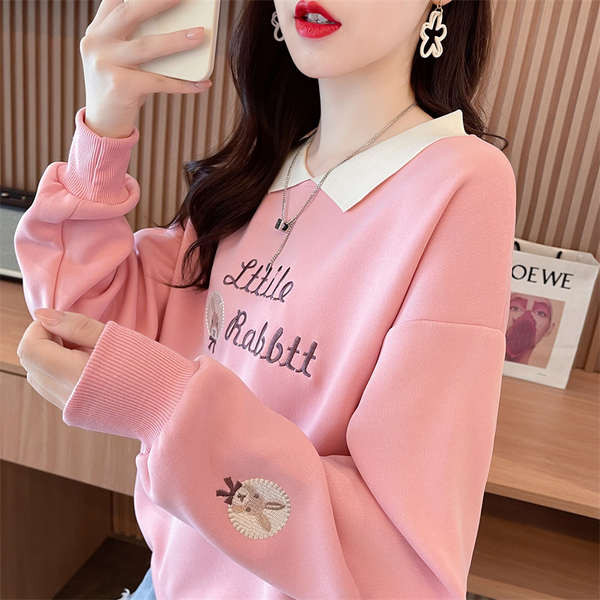 เสื้อสเวตเตอร์คอโปโลขนาดเล็กผู้หญิงฤดูใบไม้ผลิและฤดูใบไม้ร่วงรุ่นเกาหลีหลวมบวกขนาดบางปลอมสองชิ้นของแจ็คเก็ตอเนกประสงค์กระแสน้ําเสื้อครอปแขนยาว