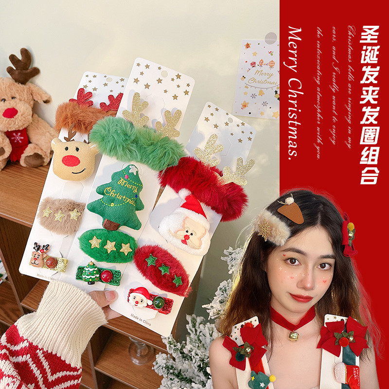 4 ชิ้น/เซ็ตคริสต์มาส Headdress Plush Antler Hairpin เครื่องประดับผมวันหยุด