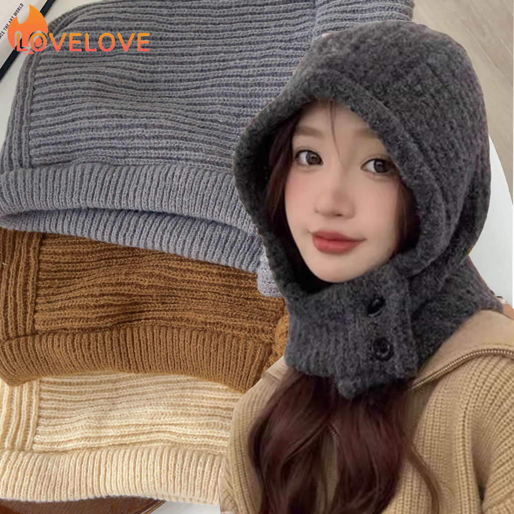 ฤดูหนาวที่อบอุ่นหมวกผ้าพันคอ 2-in-1 ชุดหูฟัง-สบาย One Piece Beanies - นุ่มเย็นทนกลางแจ้ง Hoodie