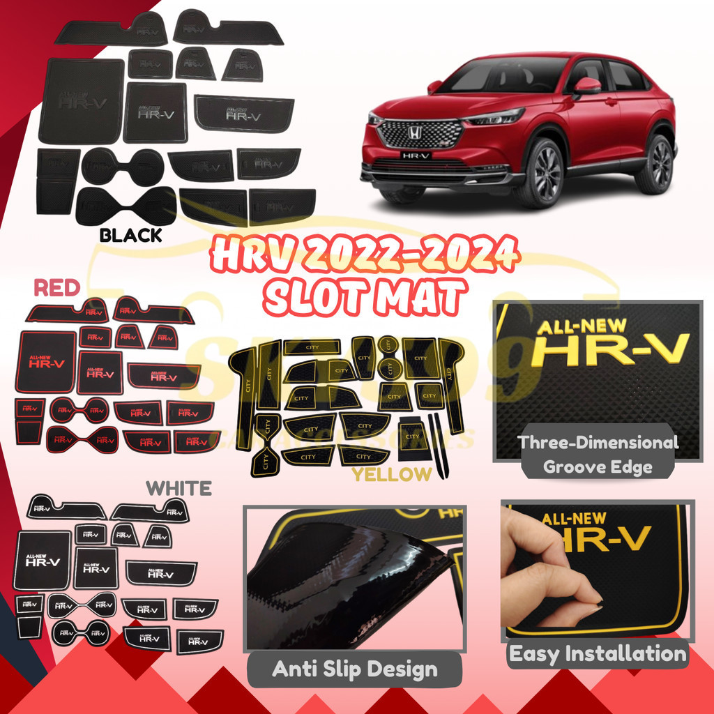 Honda HRV 2022-2025 แผ่นรองช่องภายในแผ่นกันลื่นอุปกรณ์เสริมในรถยนต์ Bodykit เครื่องประดับ Aksesori