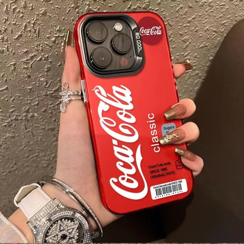เหมาะสําหรับ IPhone 7 7plus 8 น่ารัก 8plus Xs Xr 11 ตู้เย็น Cola Label 12 13 ซิลิโคนเหลว Anti Drop ฝาครอบป้องกัน 14 15 การ์ตูน 16Pro Plus Promax เคสโทรศัพท์