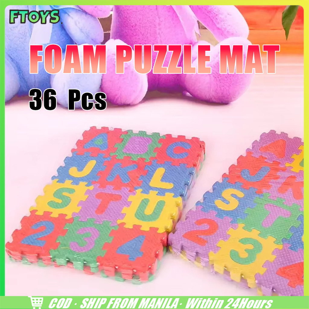 จัดส่งใน24ซม.แผ่นโฟมจิ๊กซอว์ abc +ตัวเลข ขนาดแผ่น 5ซม.จิกซอปูพื้น ชุด36ชิ้น