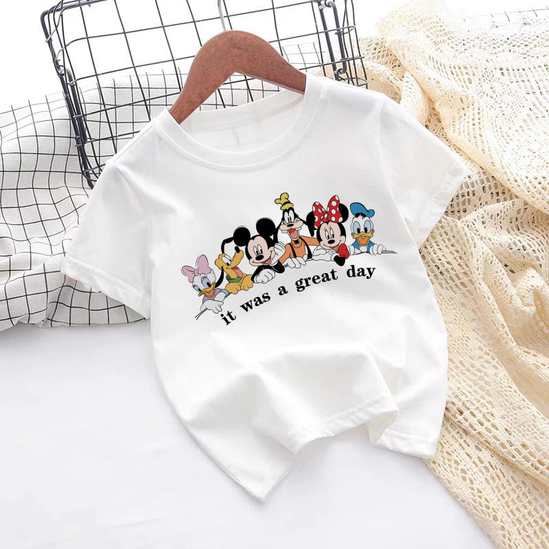 (จัดส่งตลอด 24 ชั่วโมง)KIDS PRINCESS เสื้อยืดแขนสั้น ผ้าฝ้ายแท้ พิมพ์ลายการ์ตูน สีขาว แฟชั่นฤดูร้อน A108