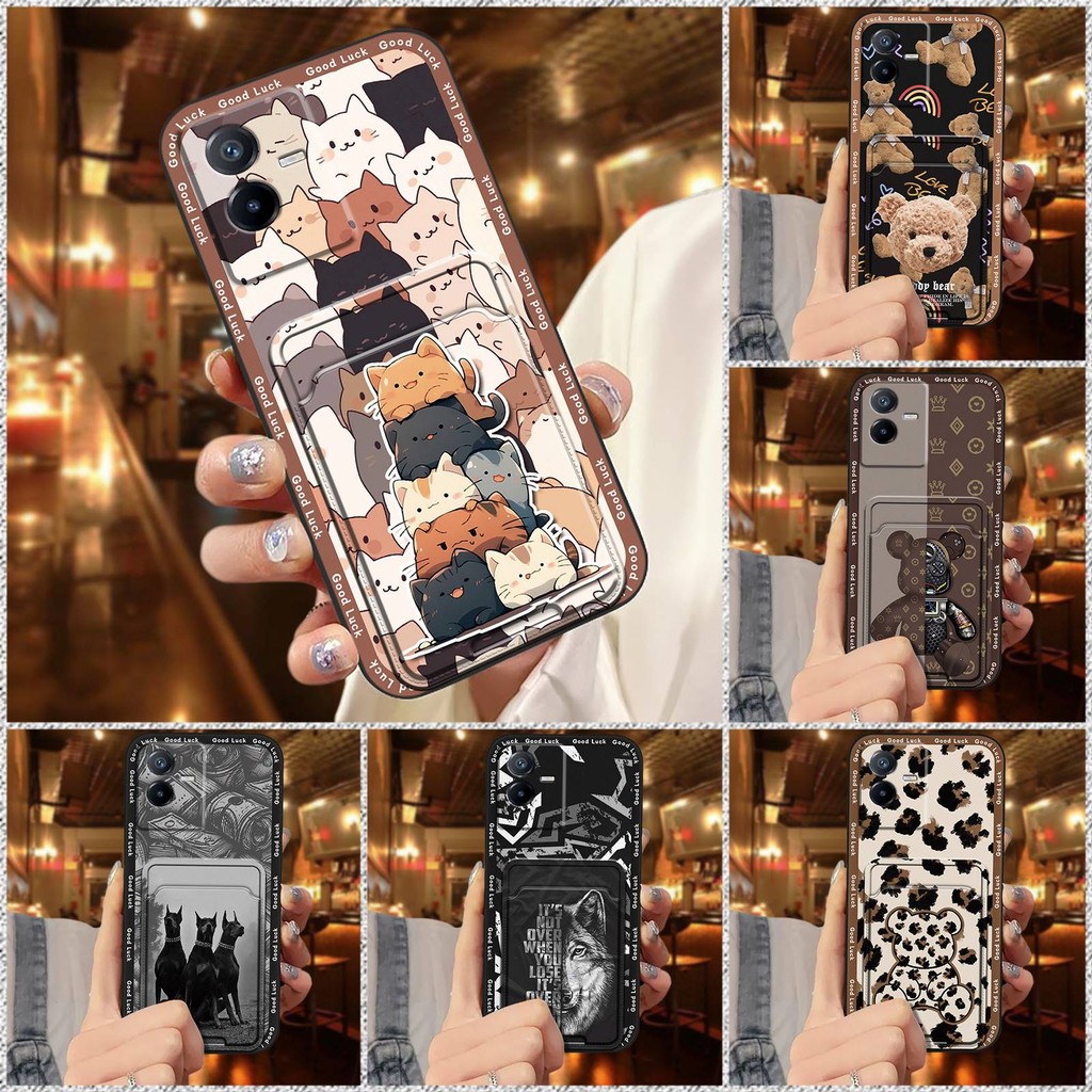 ทนทานฝาหลังเคสโทรศัพท์สําหรับVIVO T2X 5G/Y73T 5G/IQOO Z6X 5Gนุ่มกันกระแทกช่องใส่การ์ดแฟชั่นออกแบบฝาค
