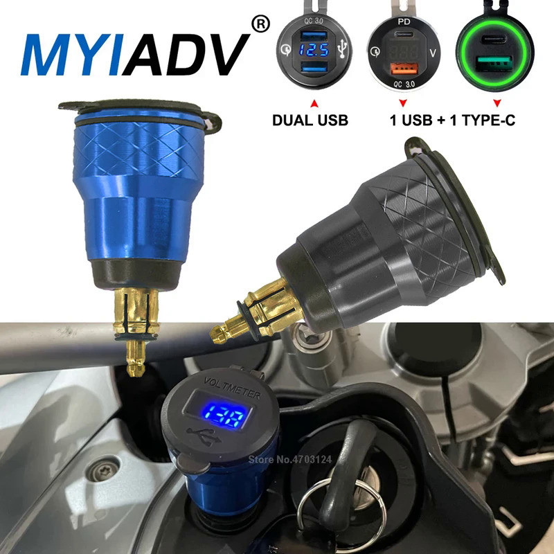 Y For BMW F900XR R1250GS R1200GS/RT DIN Hella QC3.0 Dual USB Motorcycle Charger Plug Socket Cigarett