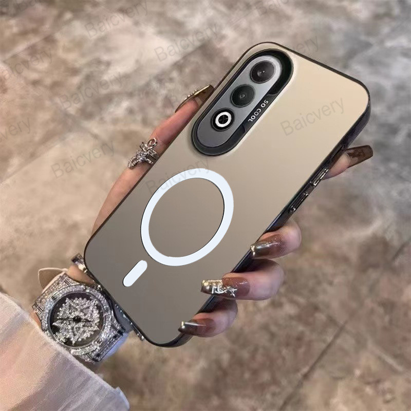ปลอกสําหรับ OPPO A3 Pro CPH2639 A80 K12X 5G CPH2667 ฝาครอบ IMD สีสันสดใสพร้อมสติกเกอร์แม่เหล็ก