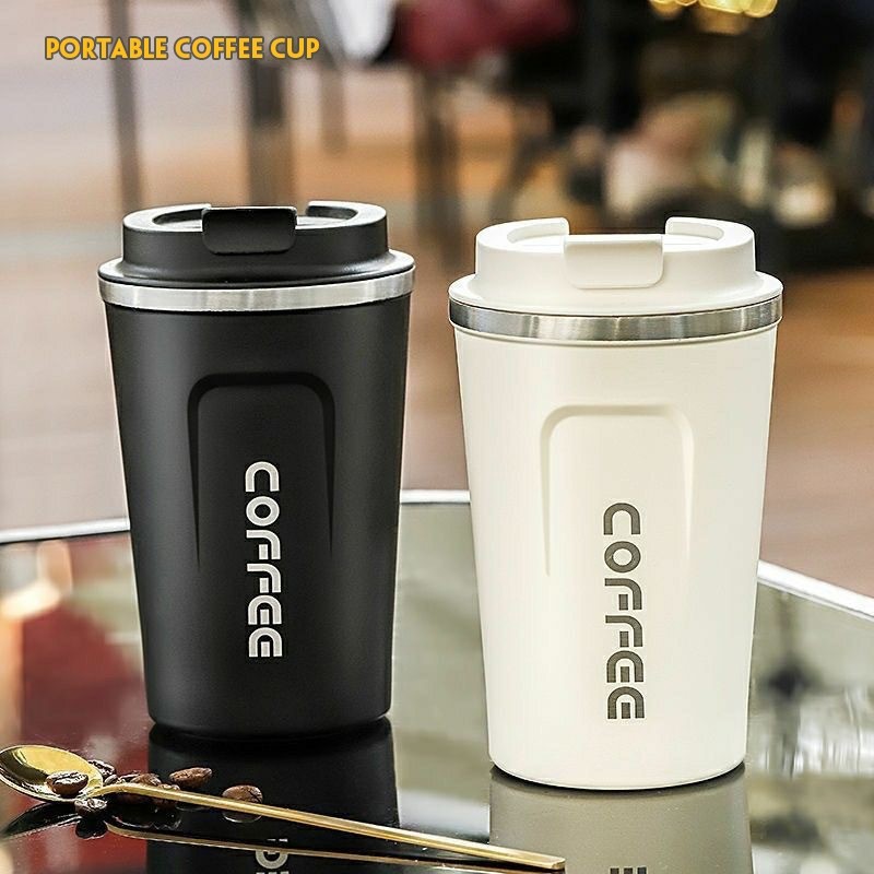 แก้วกาแฟพกพา เก็บอุณหภูมิ ถ้วยความร้อน สแตนเลส กระบอก ร้อนพร้อมฝา สแตนเลสแบบพกพา A832