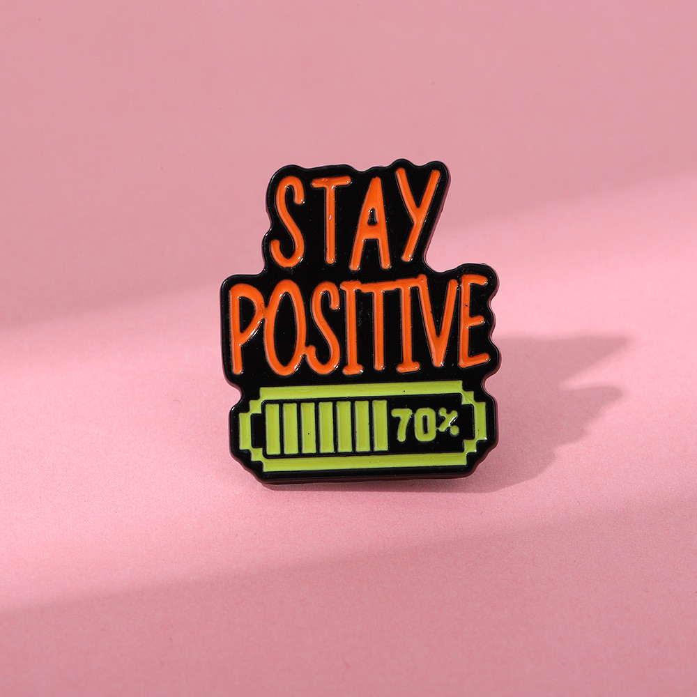 เข็มกลัดแบตเตอรี่ Social Power Keep a Positive Attitude Letter Alloy Badge Accessories